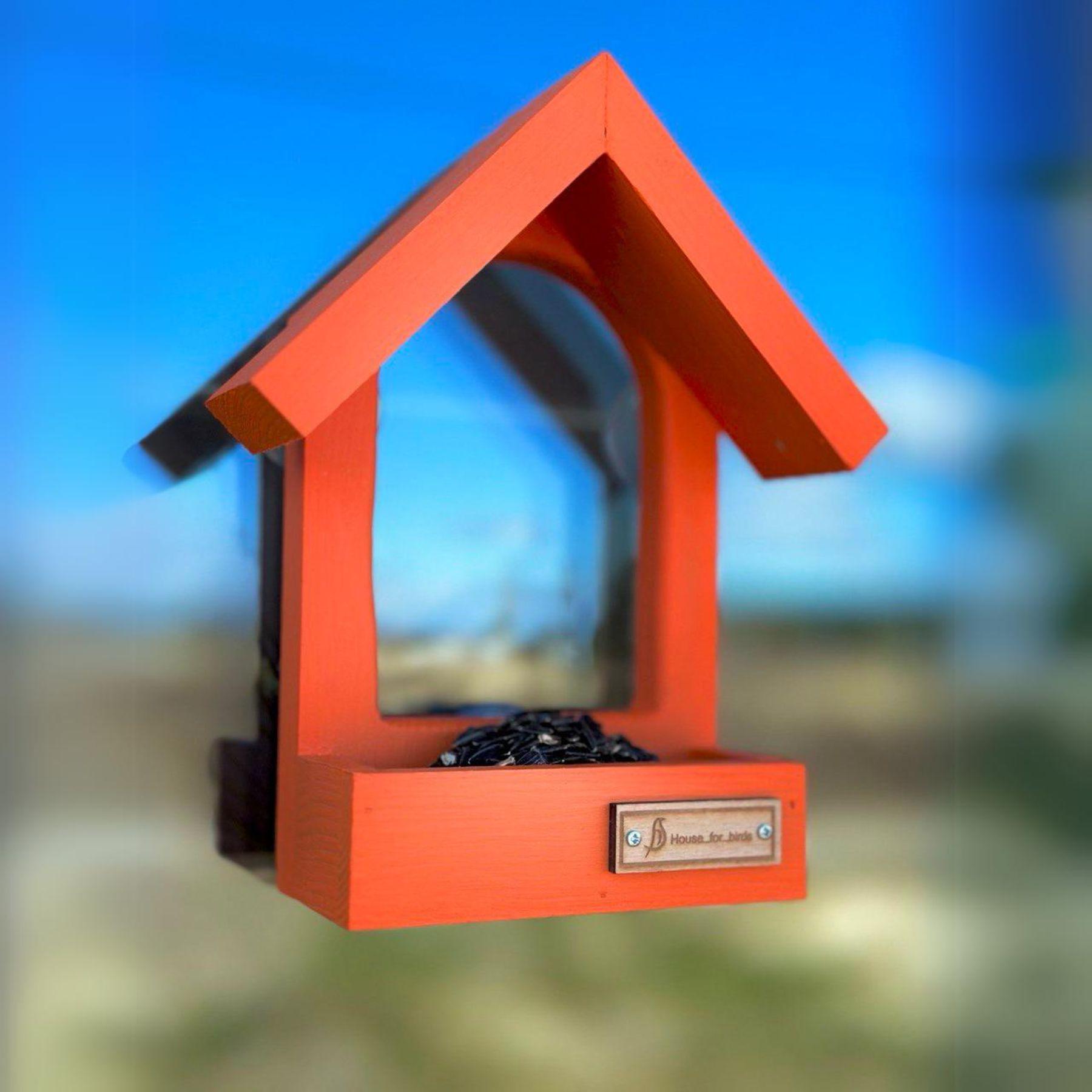 Кормушка для птиц на окно House for birds Балкон Оранжевый