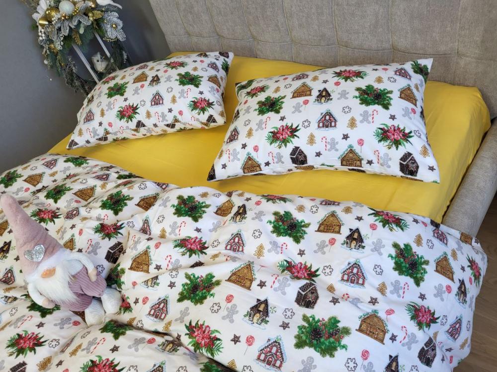 Комплект постельного белья Сладкие избушки Turkish flannel полуторный на резинке Желтый (1990831510)