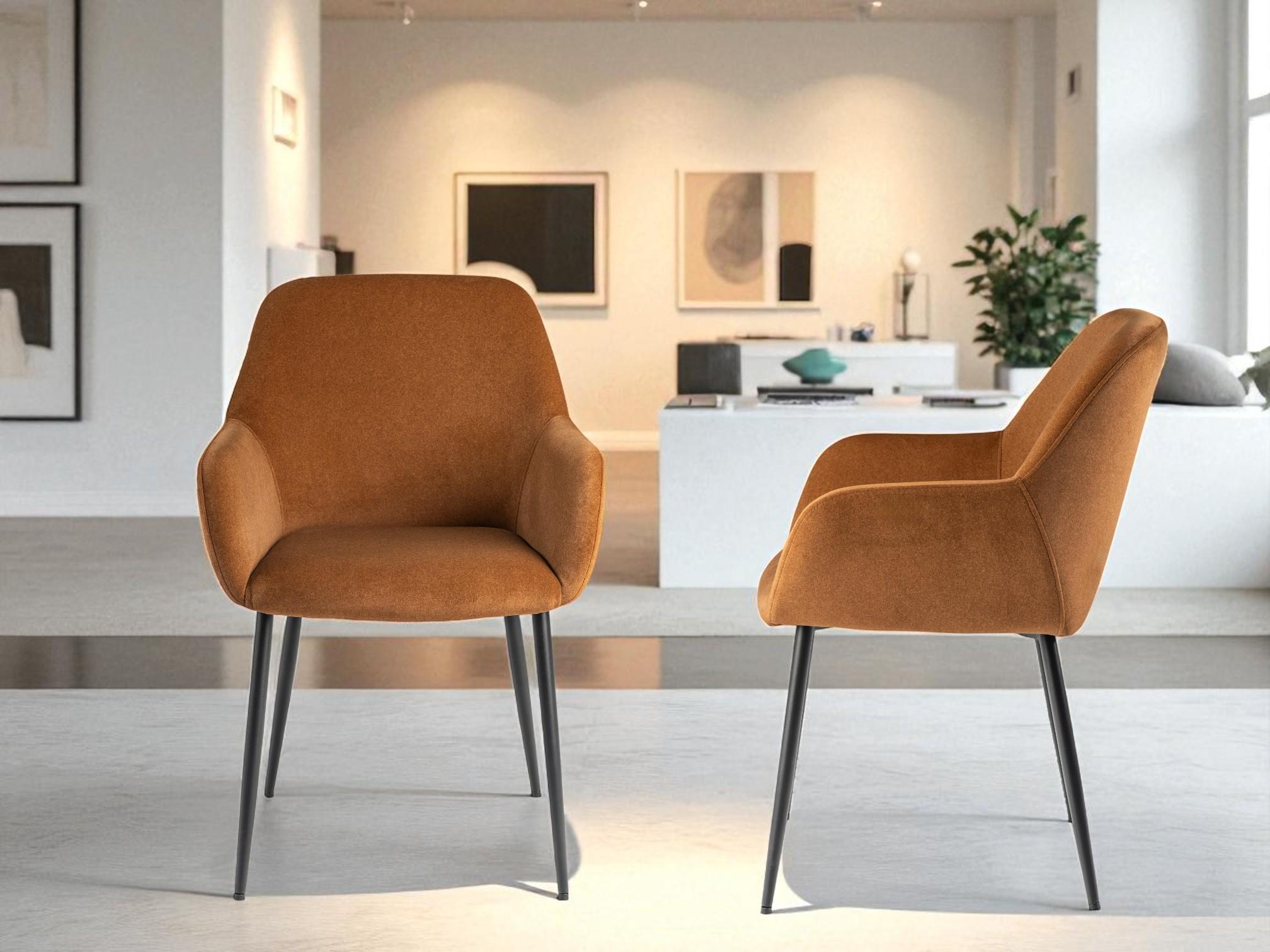 Комплект обідніх стільців Терра М-220 2 шт. з підлокітниками мохер 830x550x580 мм Карамель/Чорний