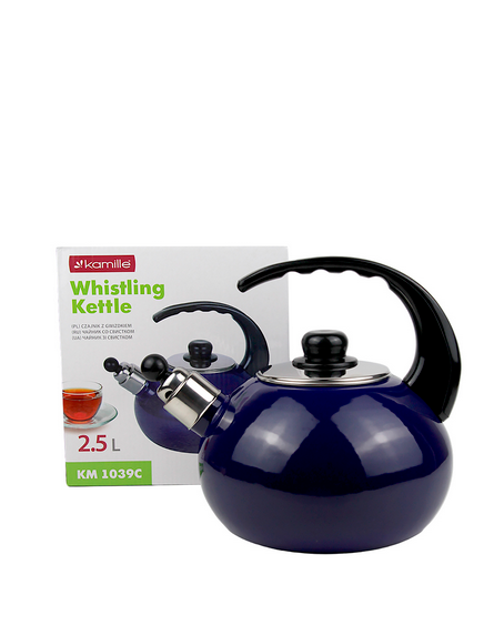 Чайник эмалированный со свистком 2,5л Синий (1039С) - фото 4 Чайник эмалированный со свистком 2,5л Синий (1039С) - фото 4