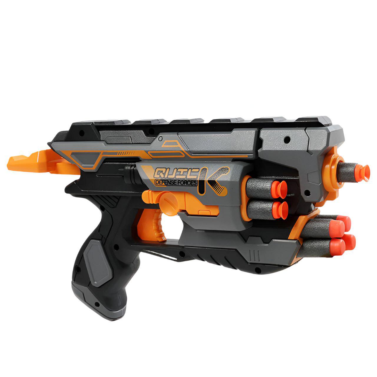 Пістолет ZC 7166 механічний/з магазином для патронів/10 м'яких патронів/28 см Сірий Пістолет ZC 7166 механічний/з магазином для патронів/10 м'яких патронів/28 см Сірий