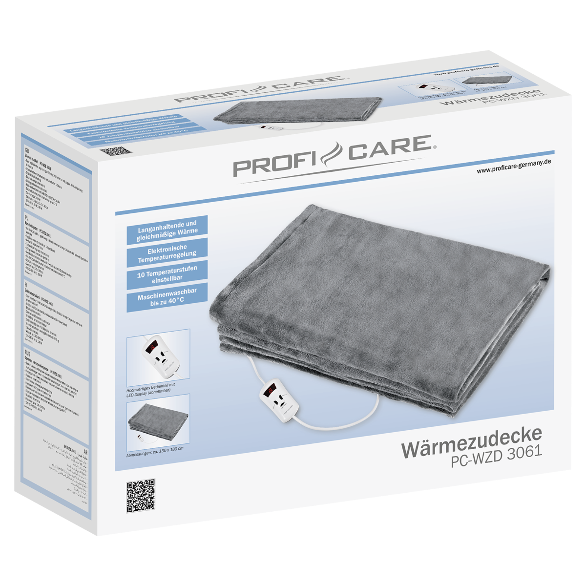 Электропростынь Profi Care PC-WUB 3061 180 Вт 130x180 см - фото 8 Электропростынь Profi Care PC-WUB 3061 180 Вт 130x180 см - фото 8