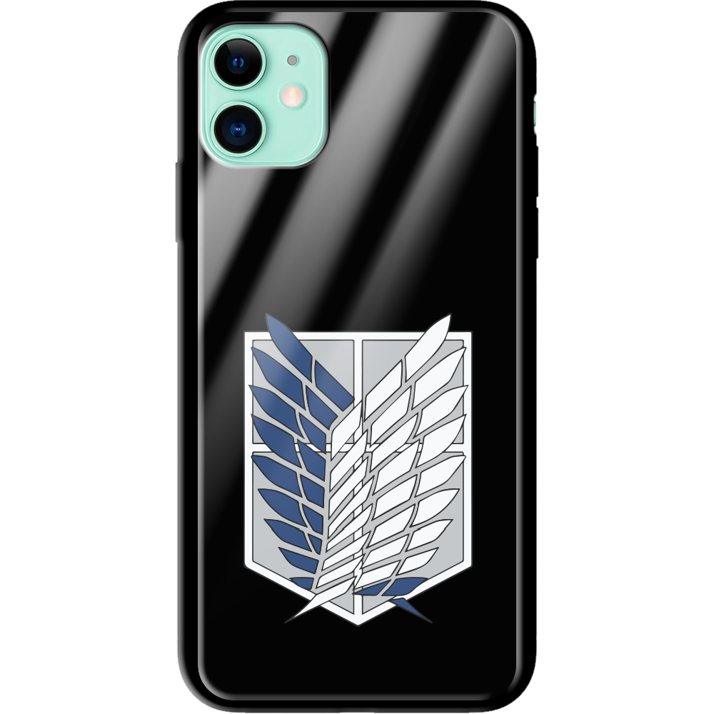 Чехол Boxface iPhone 11 Атака Титанов Крылья Свободы Черный силикон со стеклом (38184-bk88-38345)
