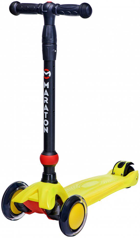 Самокат біговіл Maraton Credo 3в1 дитячий триколісний з сидінням та батьківською ручкою Жовтий - фото 2