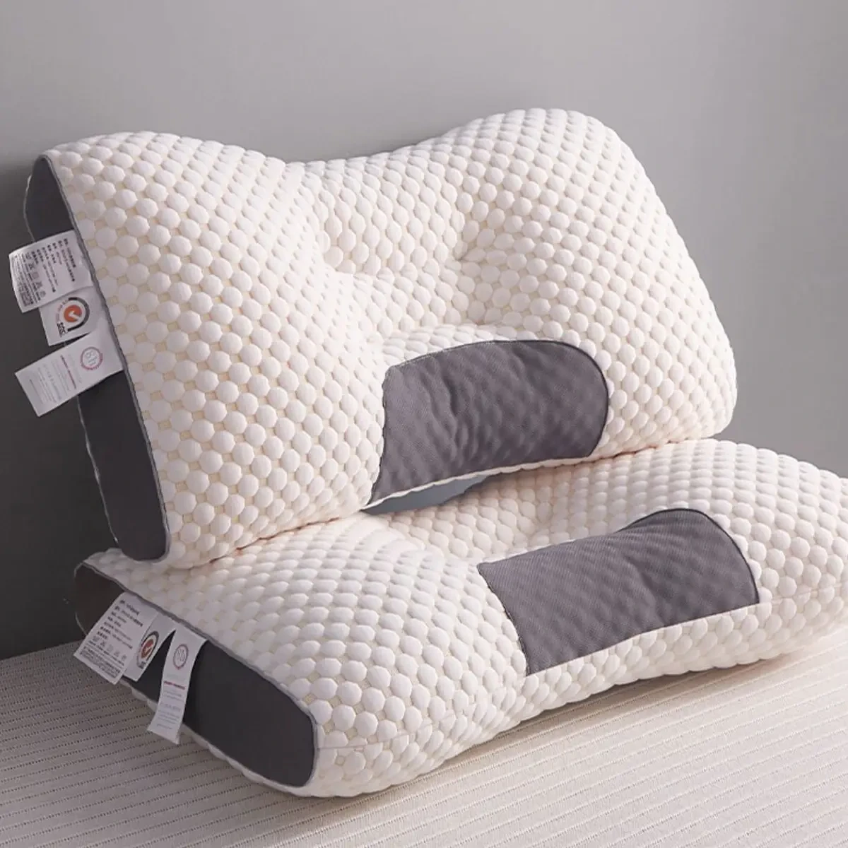 Подушка ортопедична прямокутна 48x74 см з підтримкою шиї та спини Pillow-01 Біло-сірий (29518142)