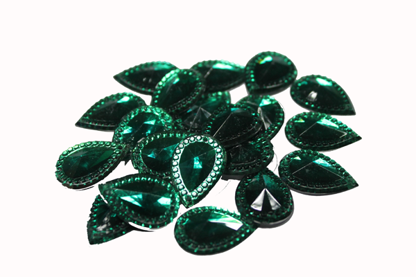 Камені пришивні Крапелька точка 25х17 мм/20 шт. Зелений