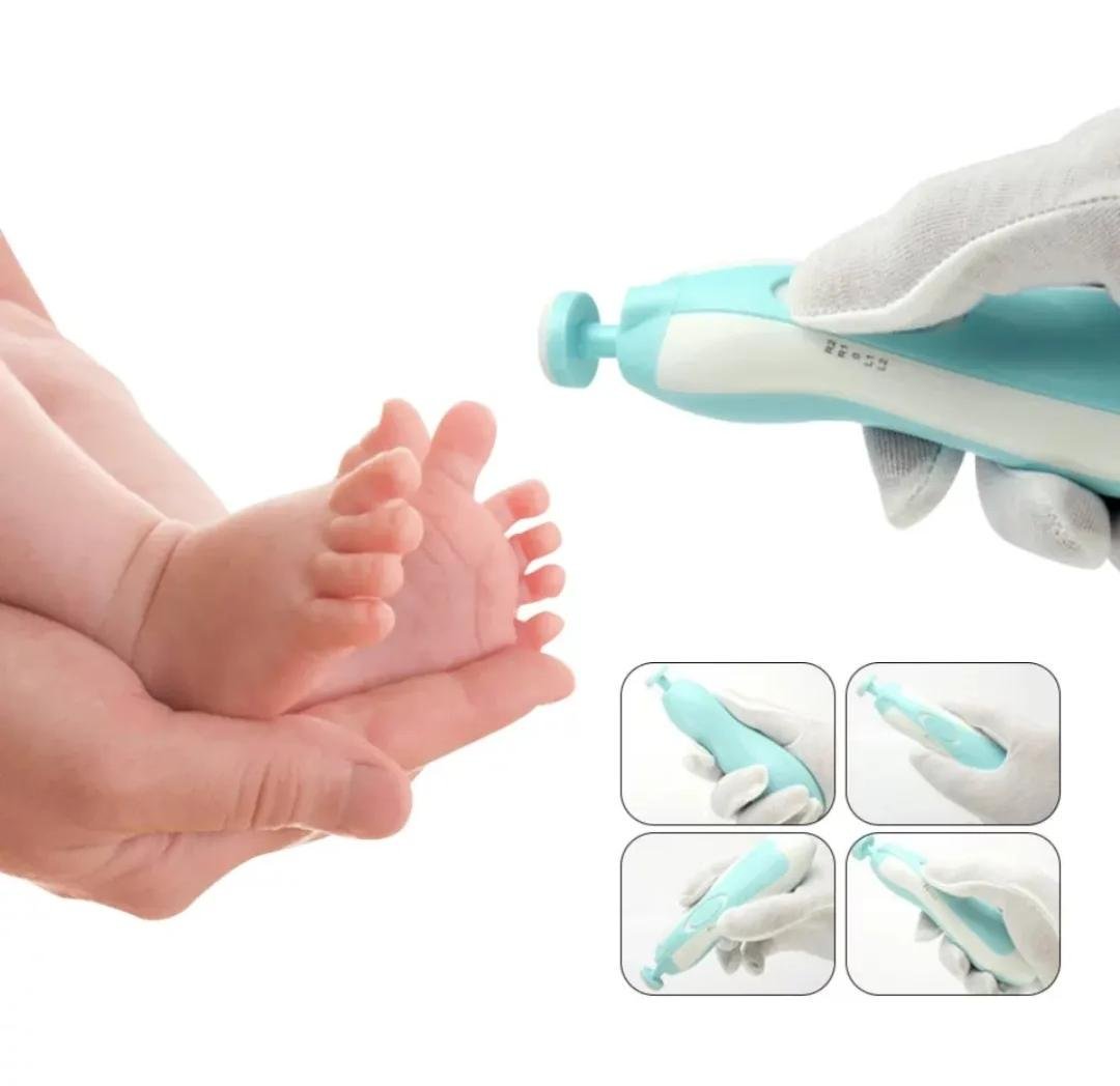 Тример електричний дитячий для нігтів з 6 насадками та підсвіткою у футлярі Блакитний (2689612477) - фото 5