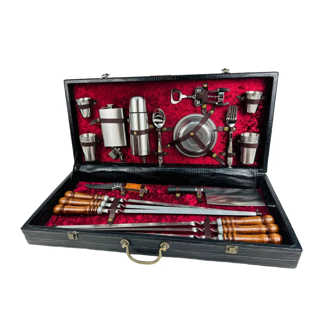 Набор шампуров в кожаном кейсе VIP 4 (21-10-KS-7304)