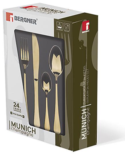Набор столовых приборов Bergner Munich 24 пр. на 6 персон Шампань (BG-5131-CH) - фото 3 Набор столовых приборов Bergner Munich 24 пр. на 6 персон Шампань (BG-5131-CH) - фото 3
