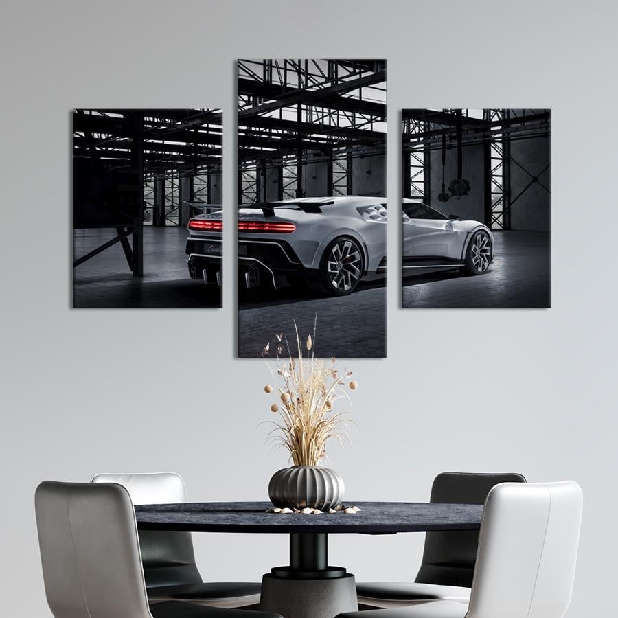 Картина на холсте триптих Спорткар Bugatti Centodieci 96x60 см (1301-32)