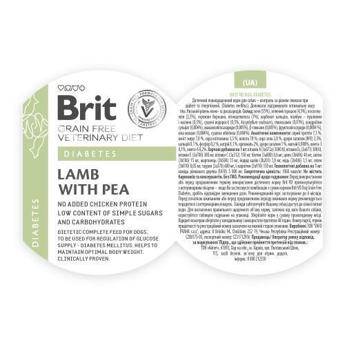 Корм влажный Brit GF VetDiet Diabetes для собак с сахарным диабетом с ягненком и горошком 400 г - фото 5