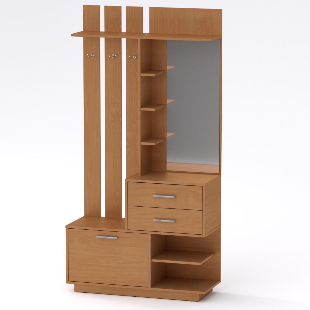 Прихожая Компанит Ева с выдвижными ящиками и открытыми полками с ДСП Ольха Прихожая Компанит Ева с выдвижными ящиками и открытыми полками с ДСП Ольха