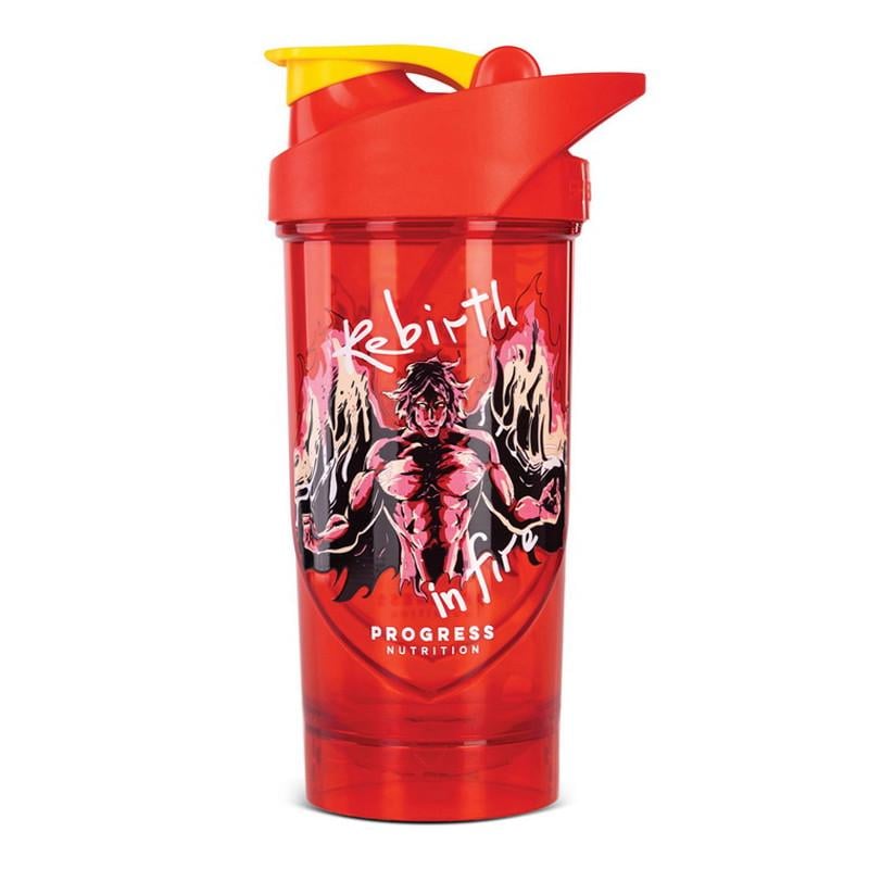 Шейкер для спортивного харчування Progress Nutrition Shield Mixer Shaker Rebirth in Fire 700 мл Червоний (22684-01)