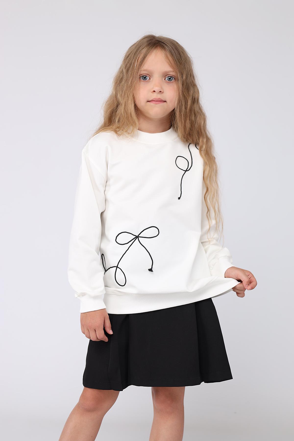 Свитшот для девочки ЦБ-00278754 122 см Молочный (28576183)