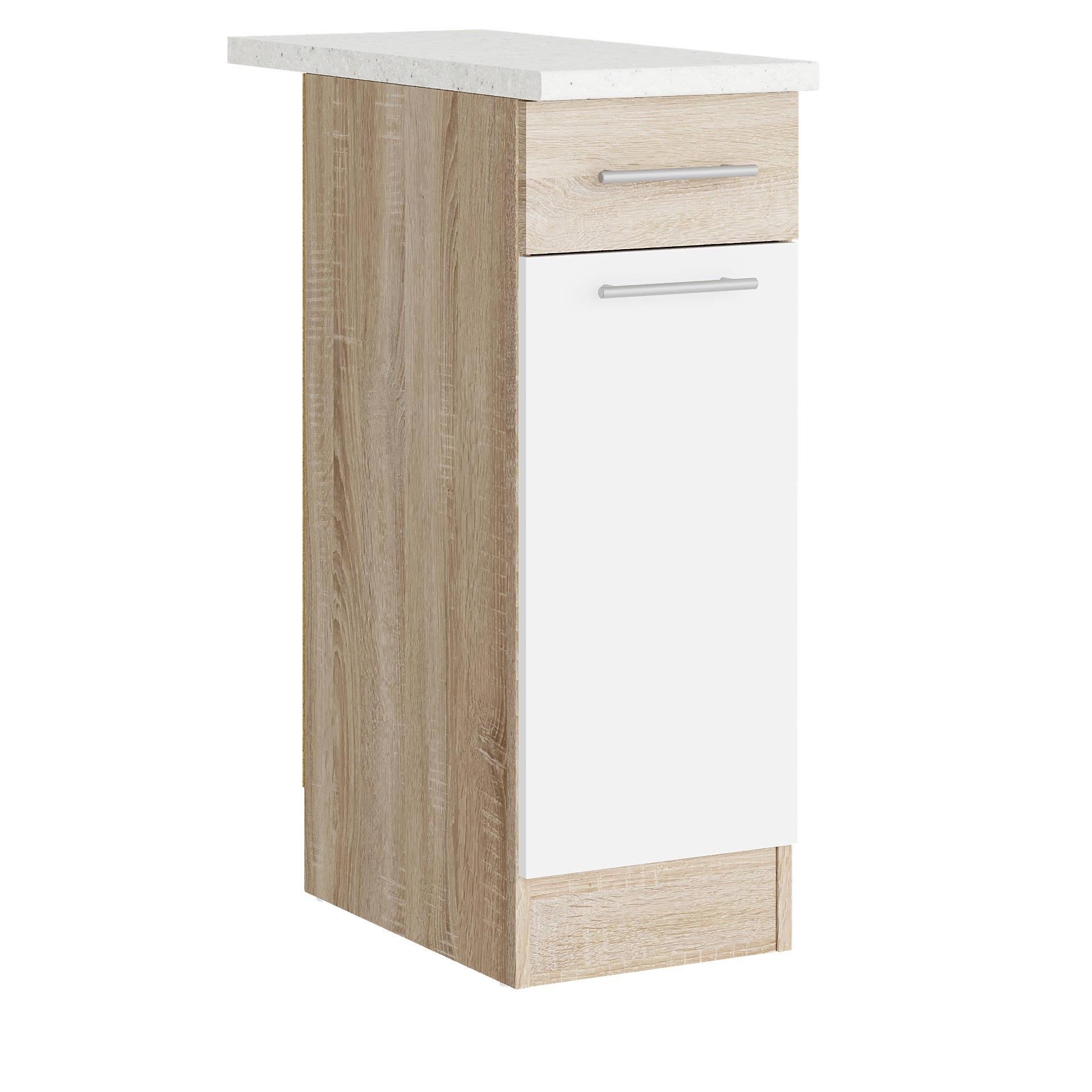 Шкаф кухонный нижний со столешницей Эверест Эко с ящиком 300 30х46х82 см Дуб Сонома/Белый (09132)