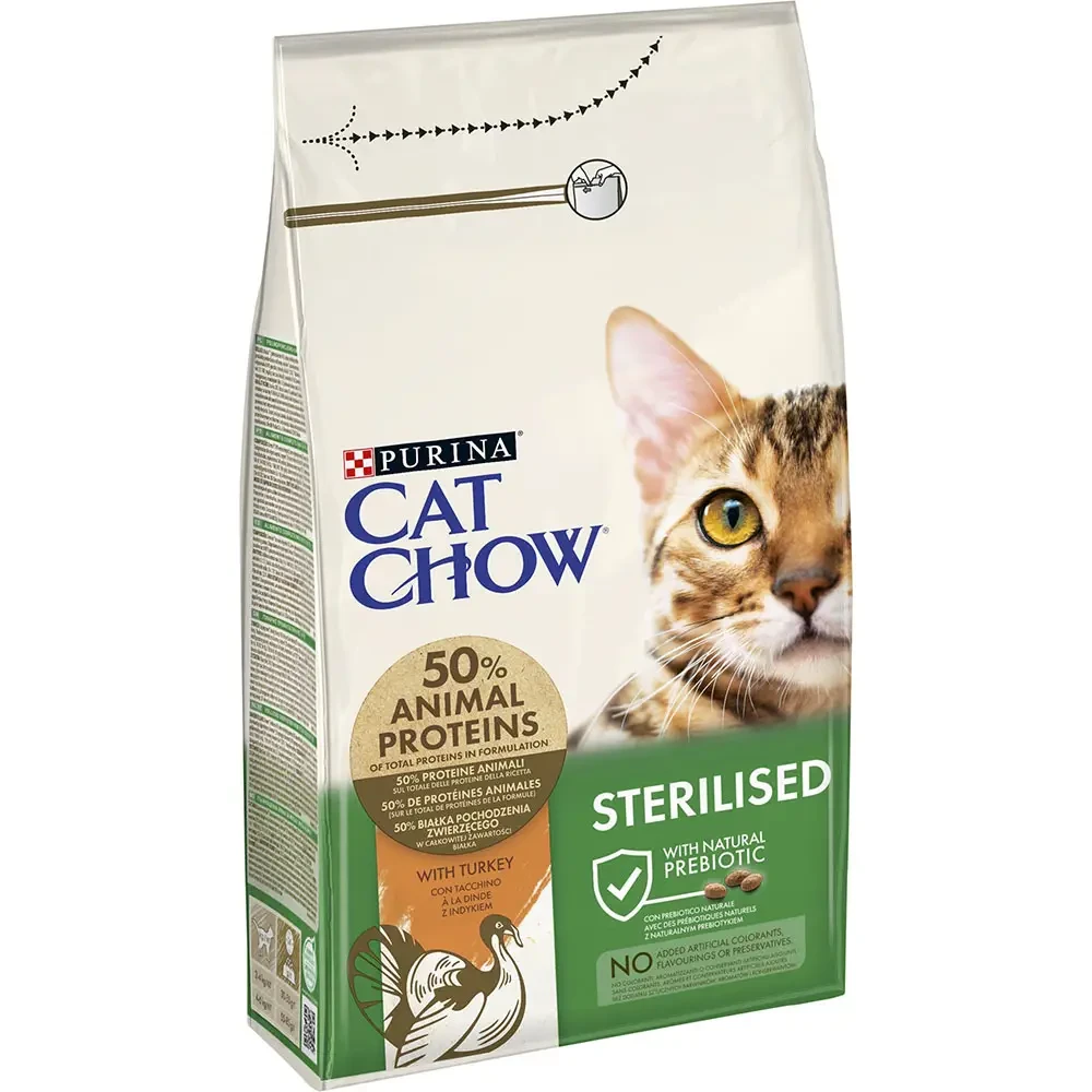Сухий корм Cat Chow Sterilised для котів після стерилізації з індичкою 1,5 кг (7613287329516)