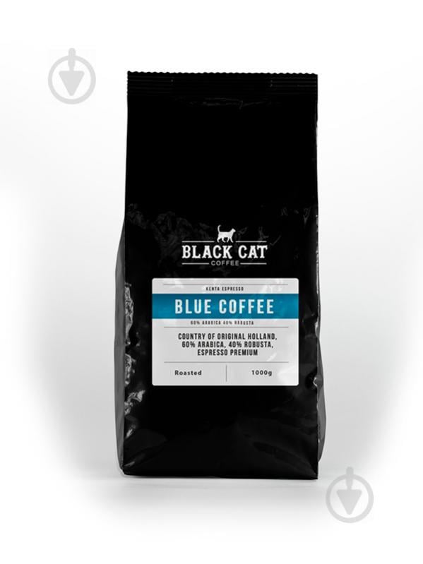 Кава в зернах Black Cat Blue Містить 60% Арабіки 40% Робуста 1 кг (11-351)