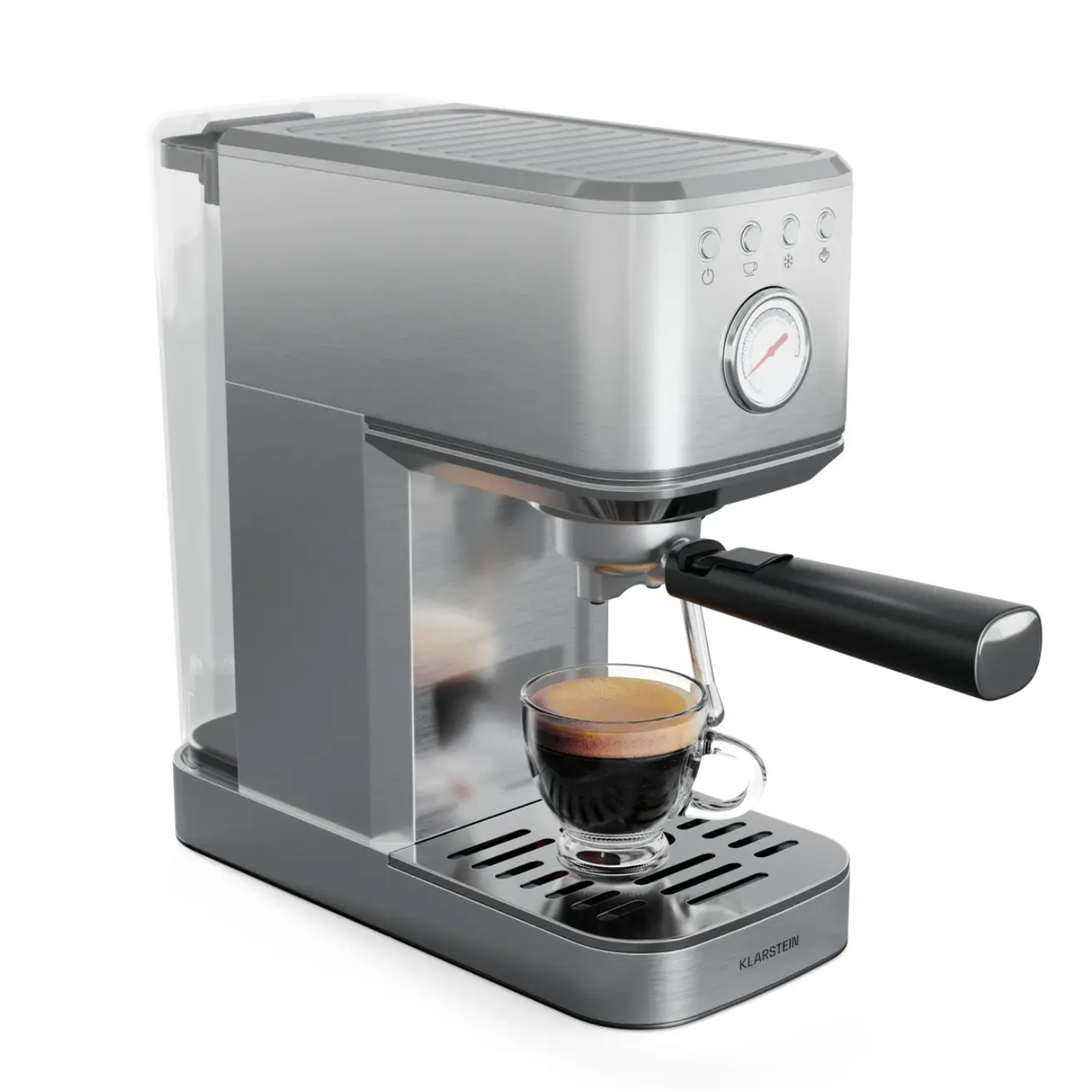 Кофеварка KLARSTEIN SteelPresso Slim 1350 Вт 20 бар с пенообразователем и функцией эспрессо