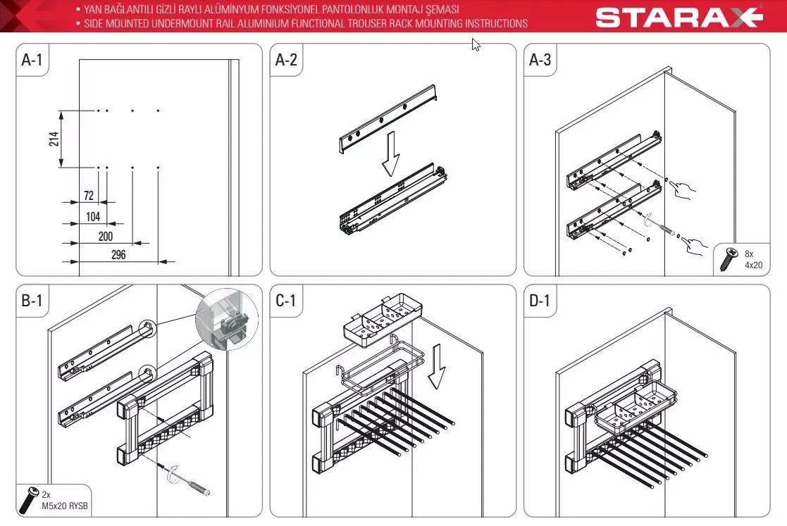 Брючниця Starax S-6735-A висувна ліва з кошиком 450 мм Антрацит (S-6755) - фото 2