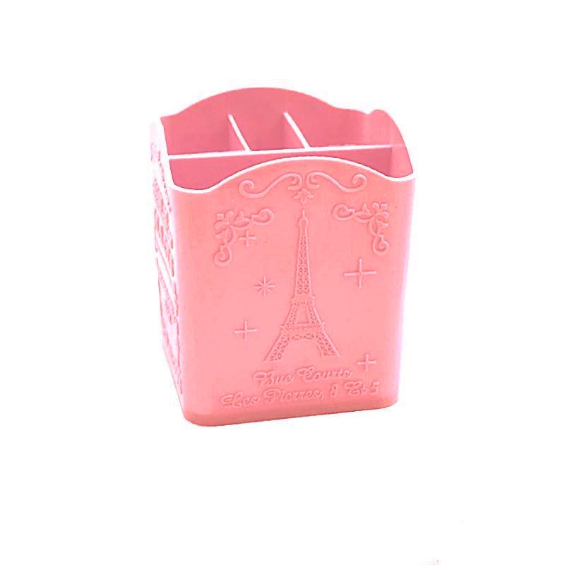 Подставка для кистей пластик 4 секции Розовый - фото 2