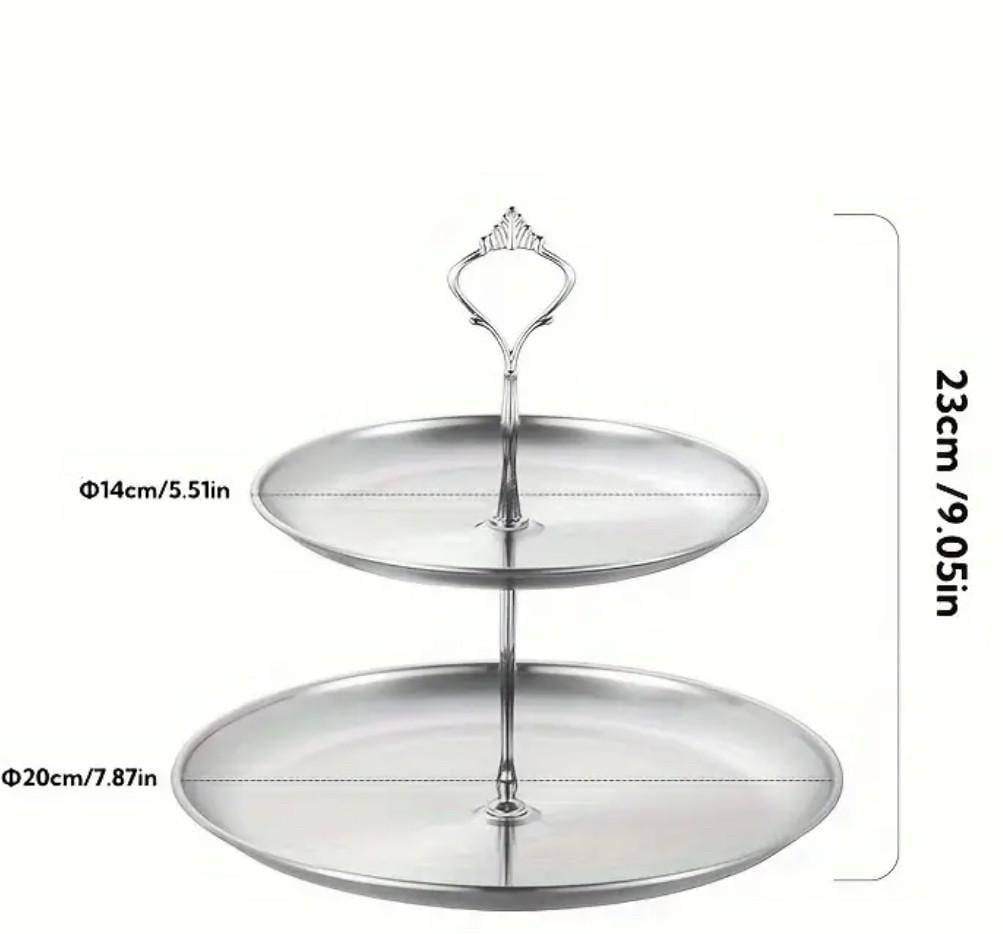 Підставка для святкового сервірування 2-ярусна Срібний - фото 2 Підставка для святкового сервірування 2-ярусна Срібний - фото 2