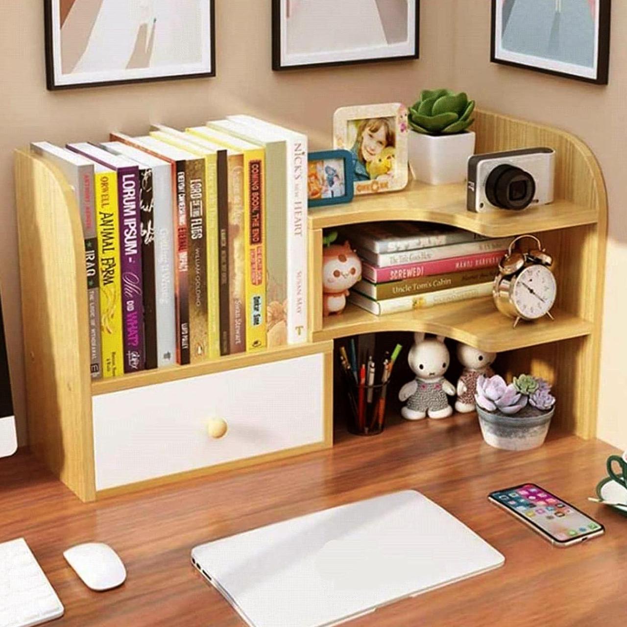 Полка-надстройка настольная из дерева Авриоль карри-зефир (АКД-00740320)