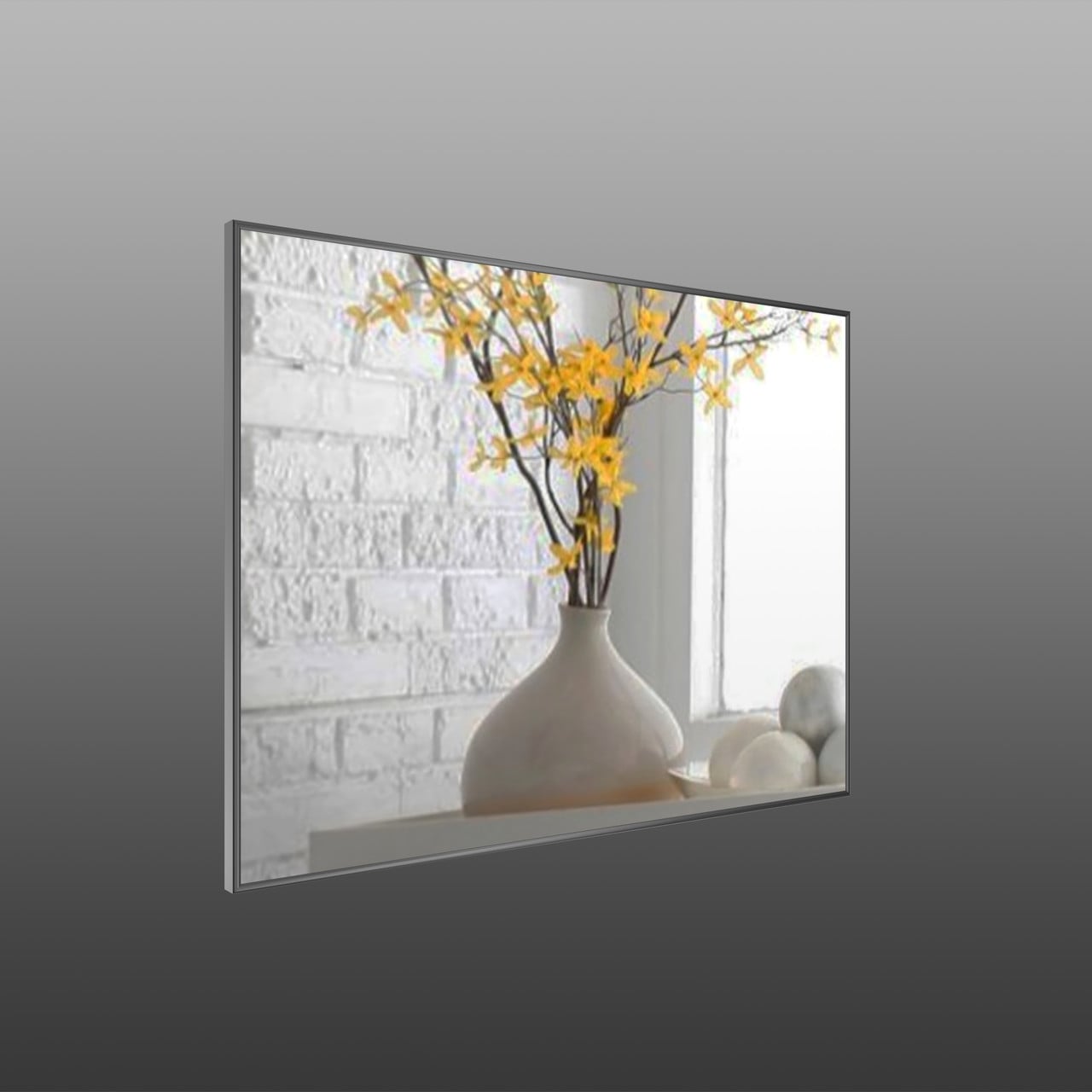 Зеркало настенное в алюминиевой раме Art-Com 700х500 мм Черный (Alum-black-3)