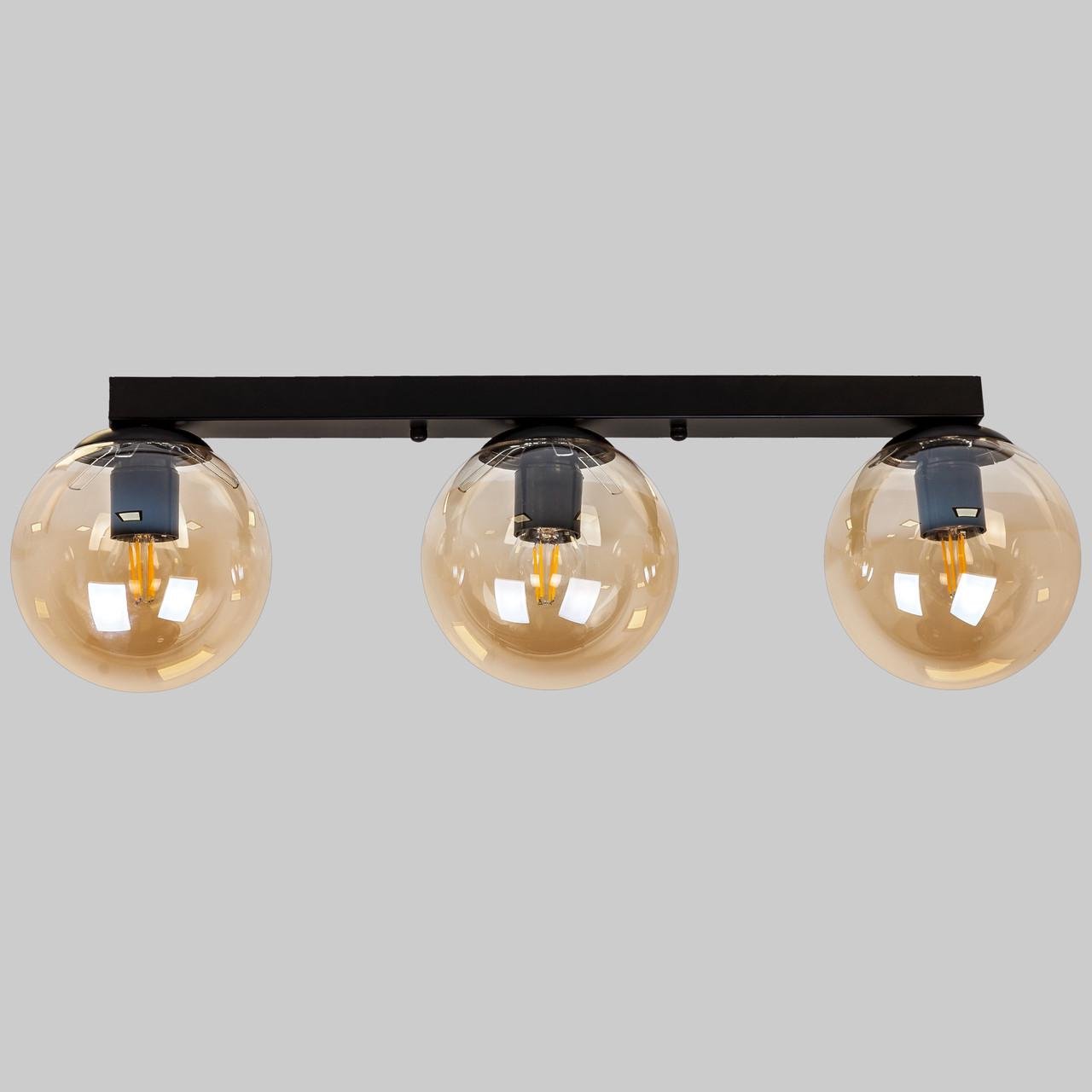 Люстра стельова з кулями Чорний (56-XPR150F-3 BK+BR) Люстра стельова з кулями Чорний (56-XPR150F-3 BK+BR)