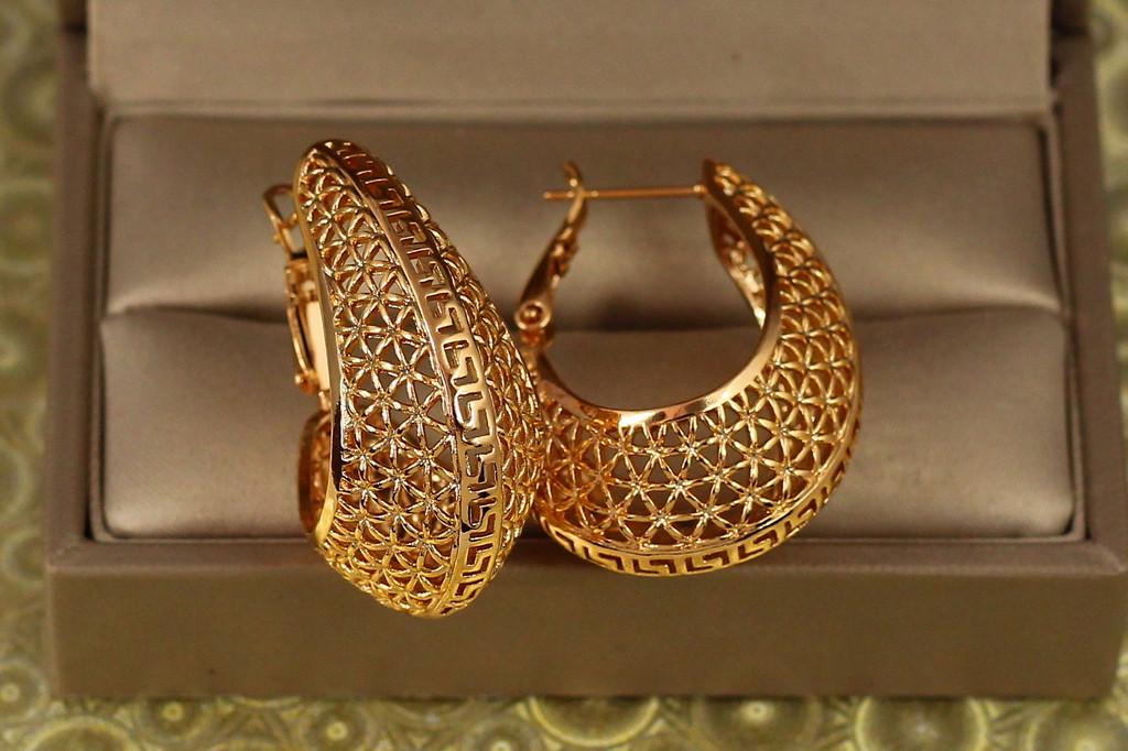 Серьги кольца Хuping Jewelry Паутинка 3,3 см Золотистый (2479375000)