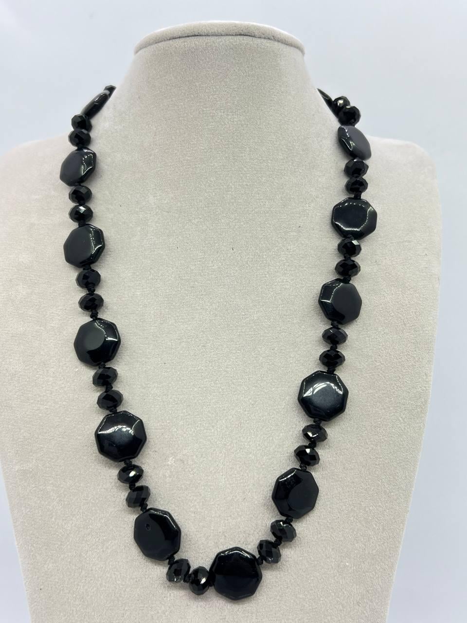 Бусы агат 46 см Черный (10921)