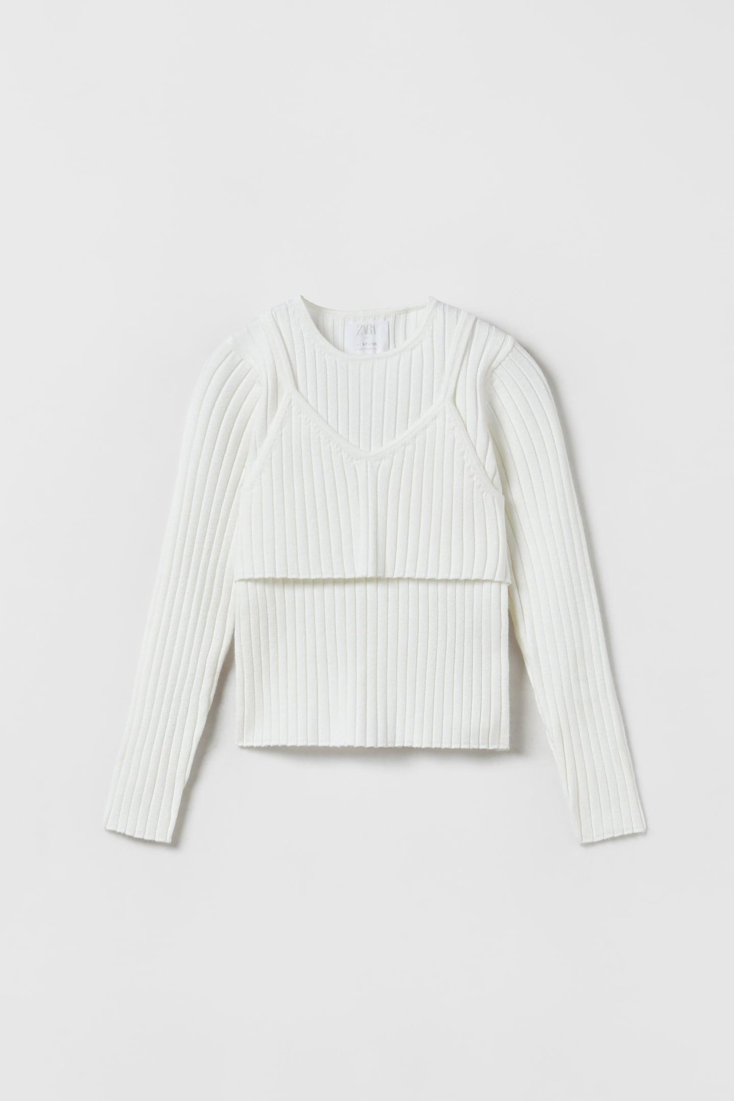 Реглан в рубчик с накладным топом для девочки Zara 152 размер белый 0339600712 Реглан в рубчик с накладным топом для девочки Zara 152 размер белый 0339600712