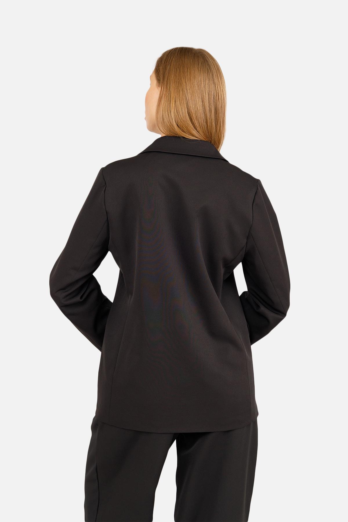 Жакет жіночий ЦБ-00258214 р. 46 Чорний (SKT001016089) - фото 4 Жакет жіночий ЦБ-00258214 р. 46 Чорний (SKT001016089) - фото 4