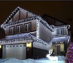 Гірлянда бахрома вулична 280 LED 10 м Чорний дріт/Білий холодний (879456) - фото 2