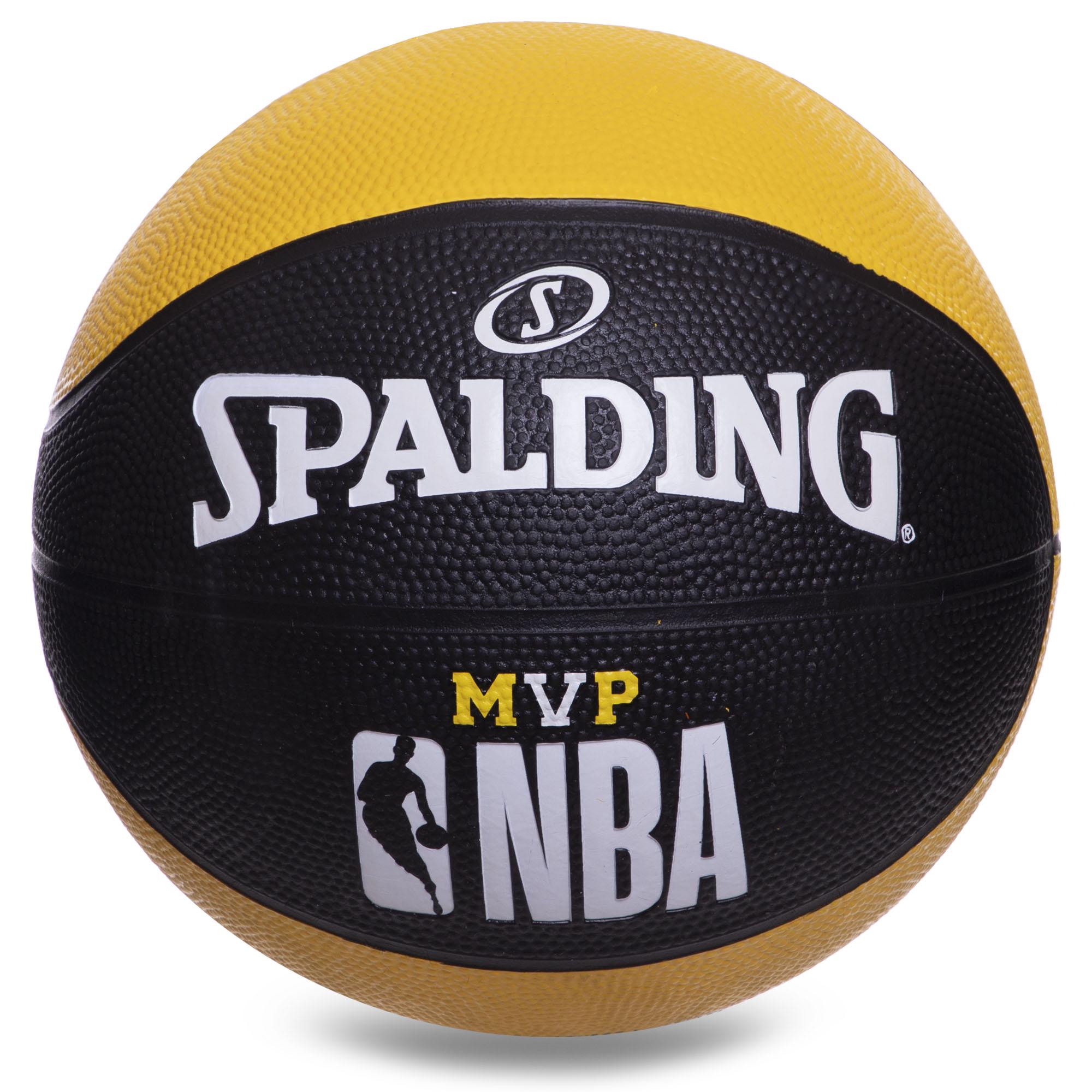 М'яч баскетбольний гумовий Zelart SPALDING NBA Mvp Color All Surface 83830Z №5 Чорний/Жовтий (DR006129)