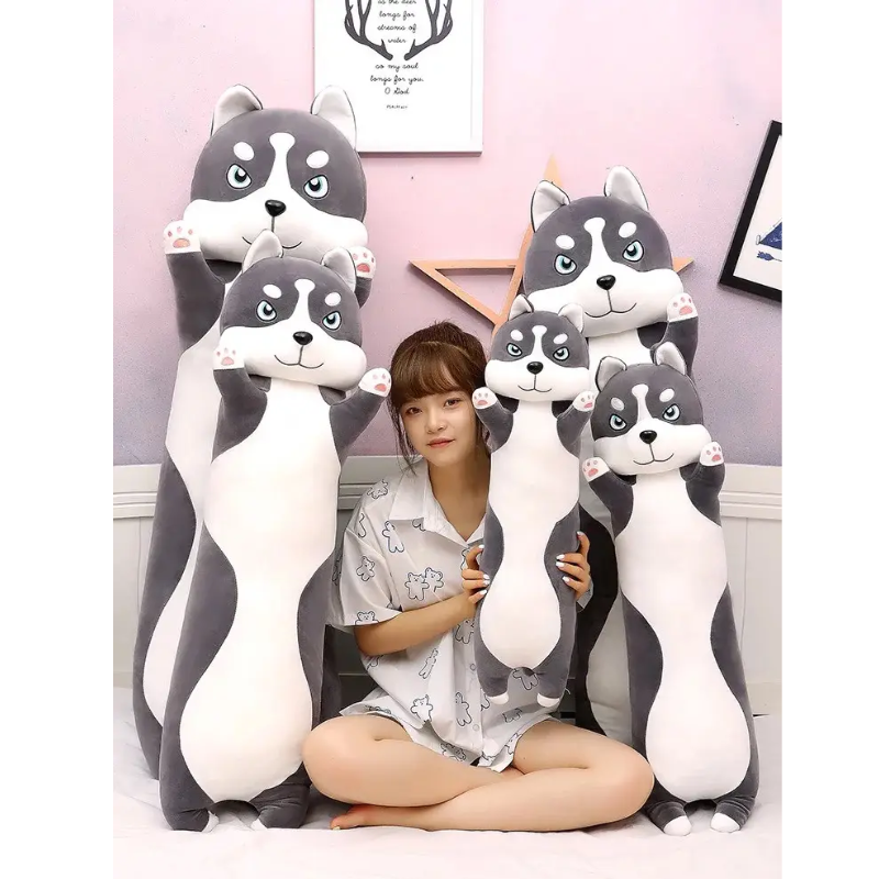 М'яка іграшка-подушка плюшева Хаскі 112 см Темно-сірий (2529690591) - фото 7