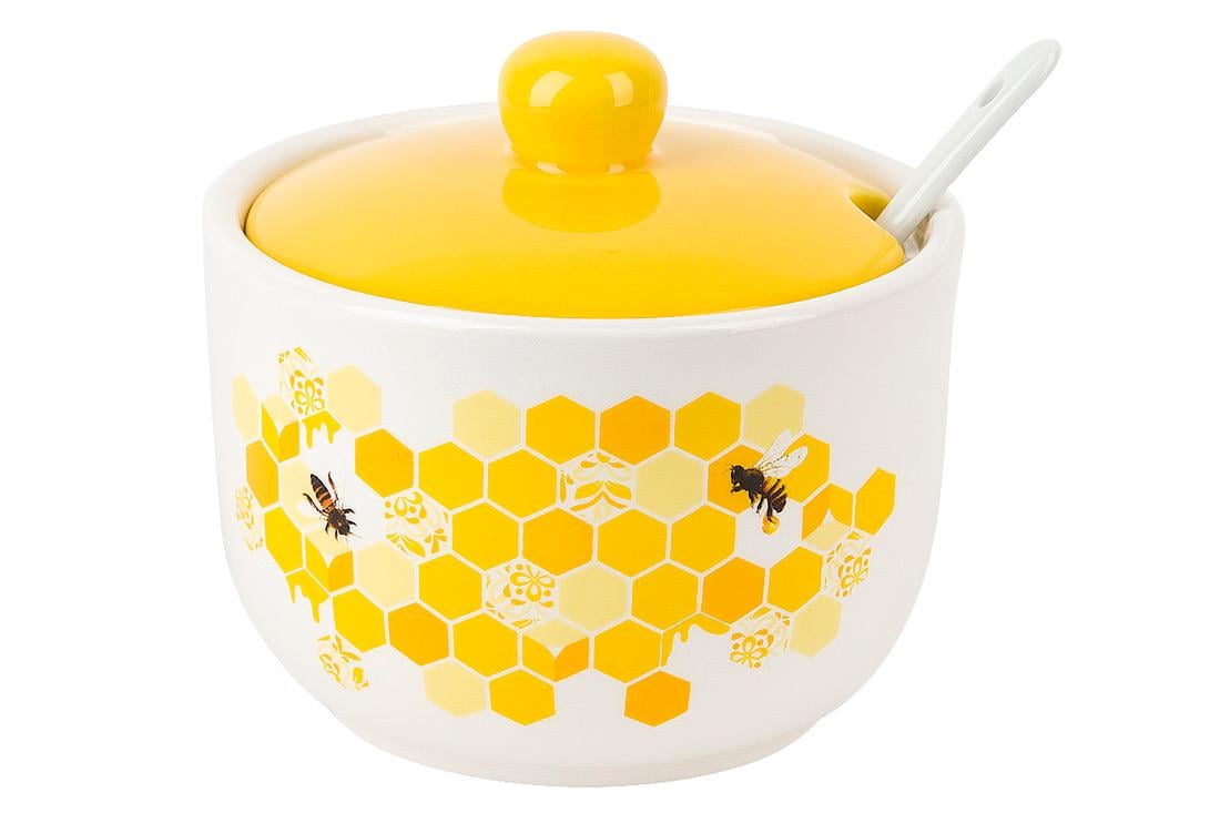 Сахарница керамическая BonaDi Honey с ложкой 450 мл (DM788-HN)