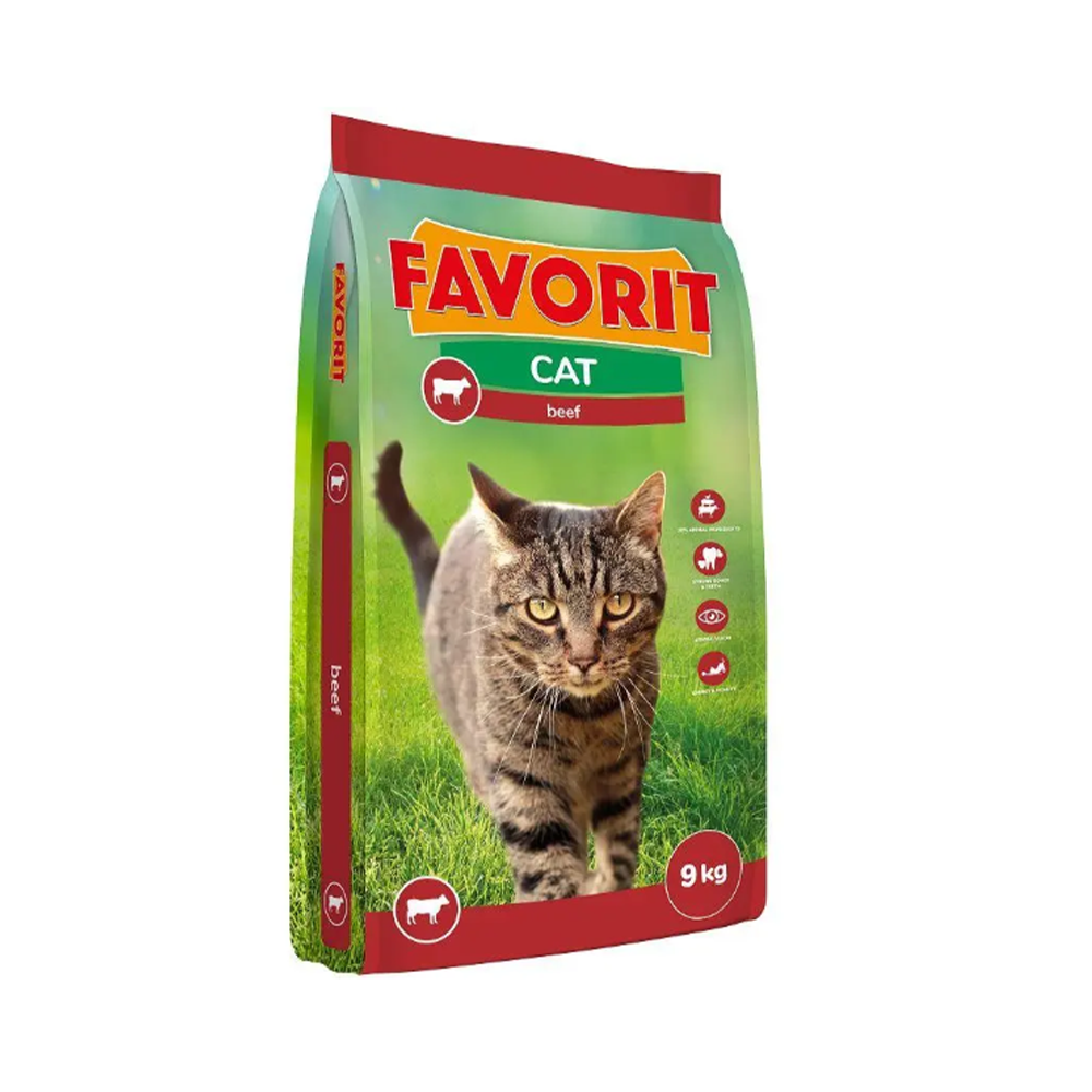 Корм сухий для котів преміум класу FAVORIT З яловичиною 9 кг