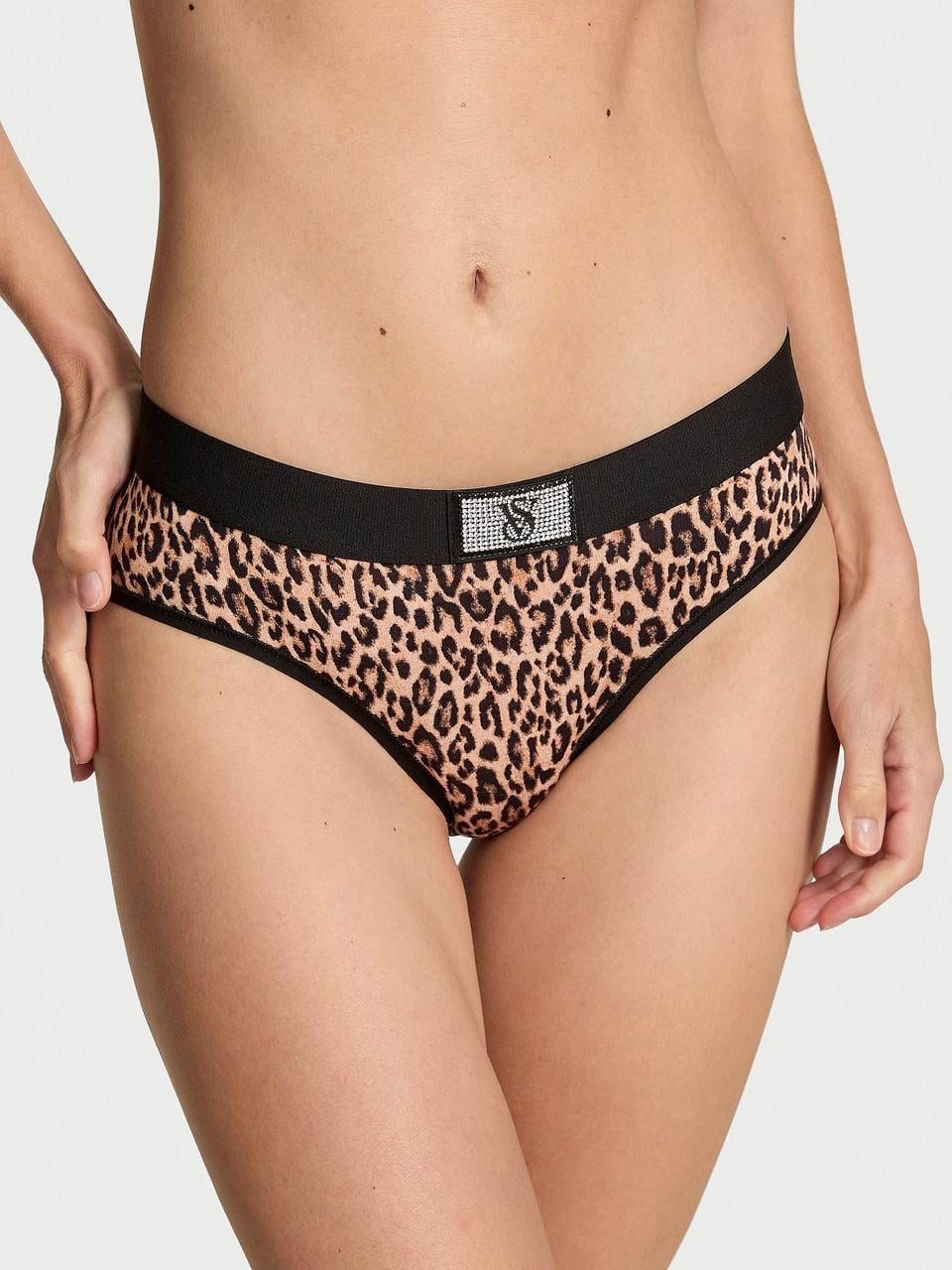 Трусики женские Victoria's Secret Logo Cotton Shine Patch Hiphugger L Коричневый (878965328744)