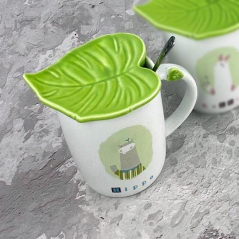 Кружка Зеленый лист/Бегемот с крышкой и ложкой 350 мл (21-бегемот-O8030-57) - фото 7 Кружка Зеленый лист/Бегемот с крышкой и ложкой 350 мл (21-бегемот-O8030-57) - фото 7