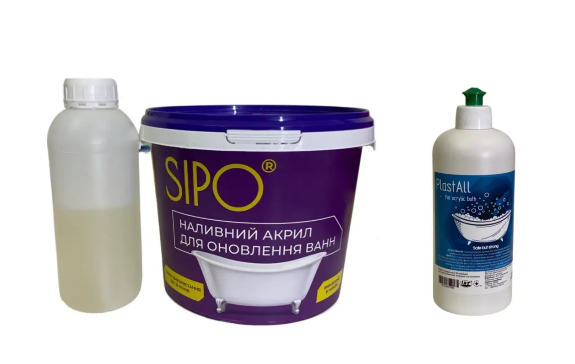 Акрил жидкий для ванн Sipo 1,7 м с моющим средством Plastall (23915758)