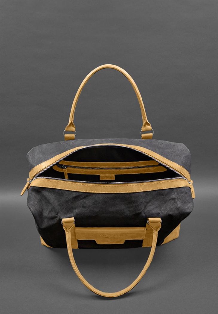 Дорожня сумка з канвасу та натуральної шкіри Crazy Horse Жовтий (A-028782) - фото 5 Дорожня сумка з канвасу та натуральної шкіри Crazy Horse Жовтий (A-028782) - фото 5