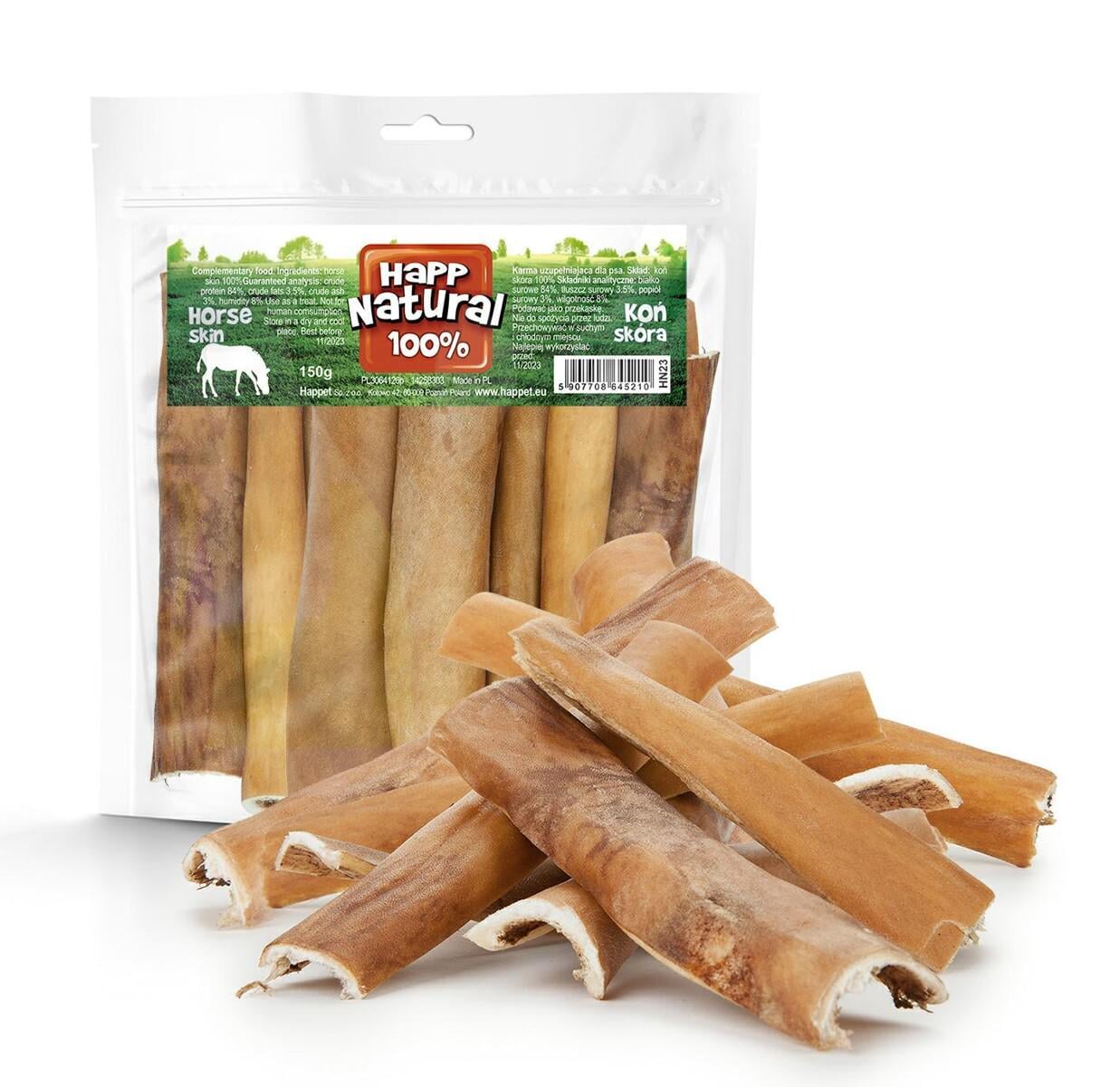 Кожа сушеная лошади Happet Natural 100% натуральное лакомство для собак 150 г (HN23 5907708645210)