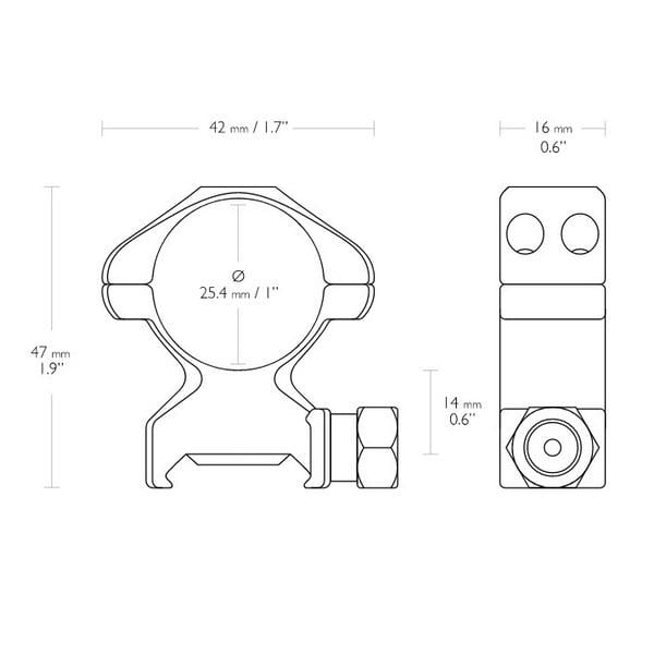 Кільця Hawke Precision 1" Weaver/High (23002) - фото 3 Кільця Hawke Precision 1" Weaver/High (23002) - фото 3