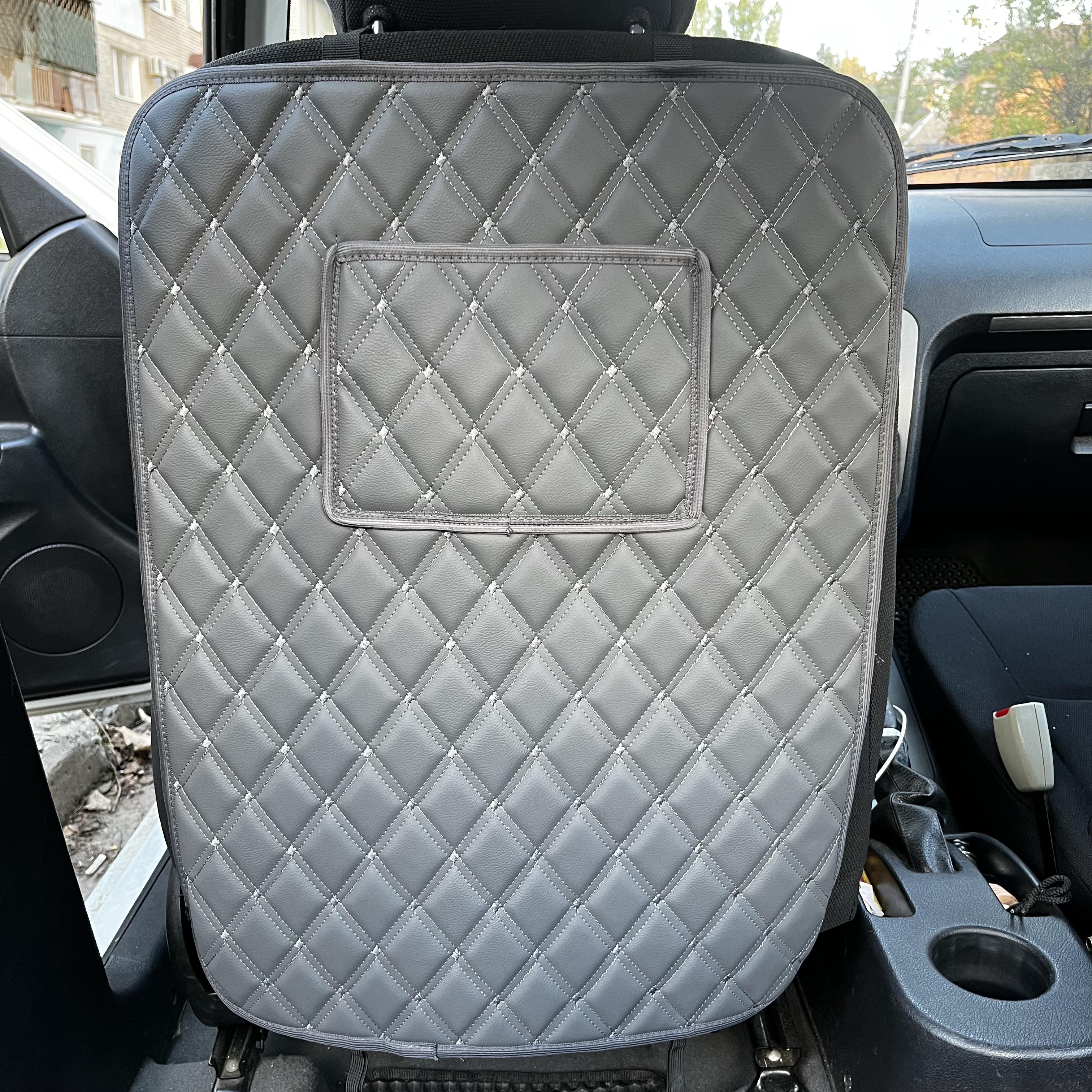 Накидка захисна на спинку переднього сидіння автомобіля з екошкіри 60x45 см з карманом Сірий (29882954)