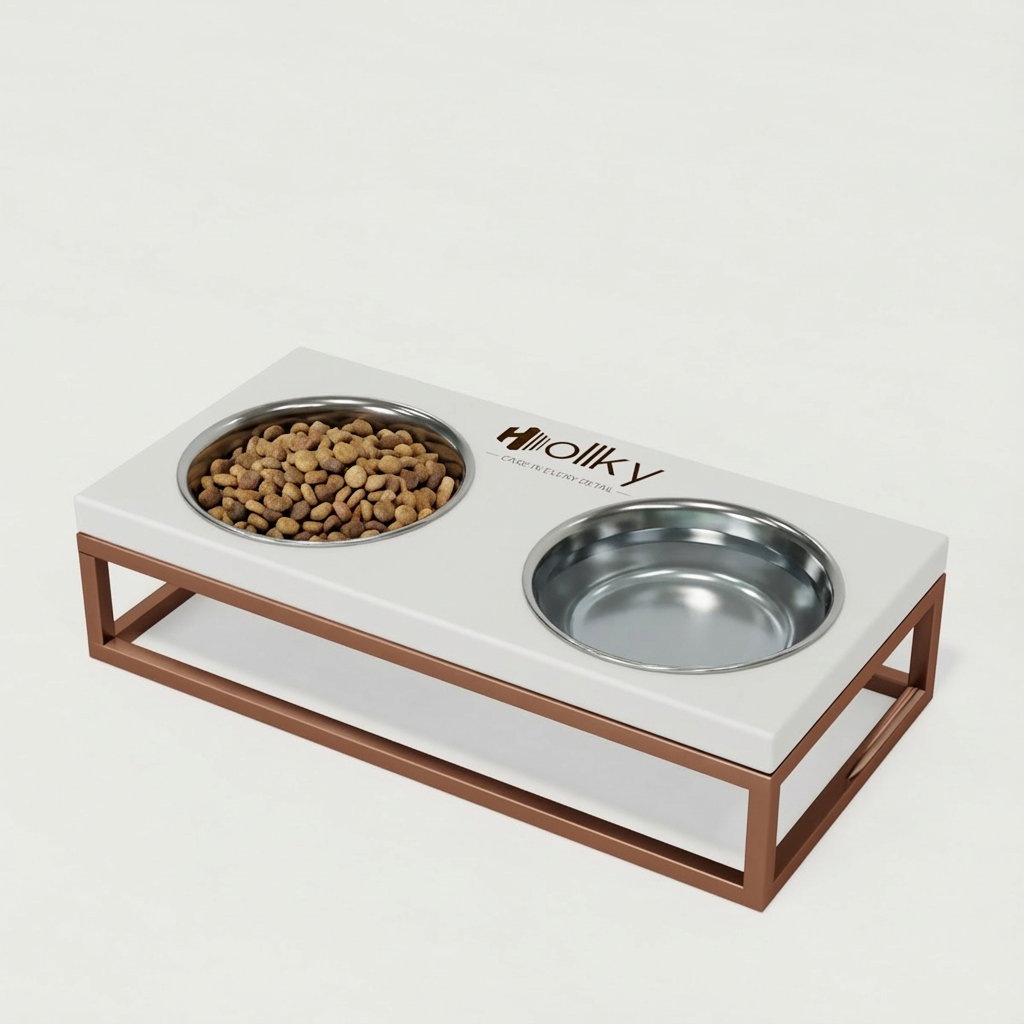 Миски на подставке для маленьких собак и котов Hollky Base S 2х0,45 л (BS-36187-GLWH) - фото 1 Миски на подставке для маленьких собак и котов Hollky Base S 2х0,45 л (BS-36187-GLWH) - фото 1