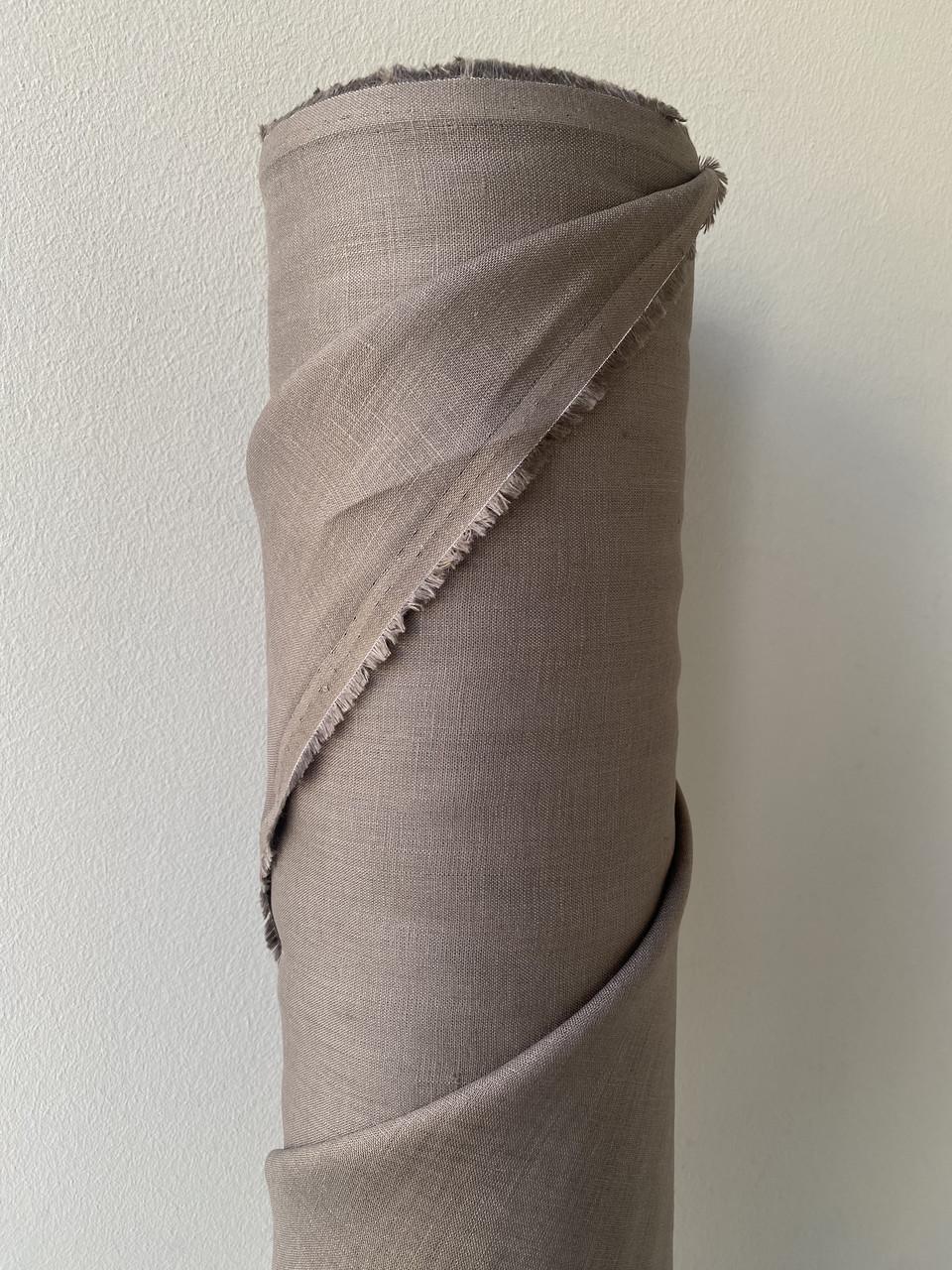 Ткань LINEN PLUS льняная натуральная 143 см 821 Серо-коричневый - фото 5