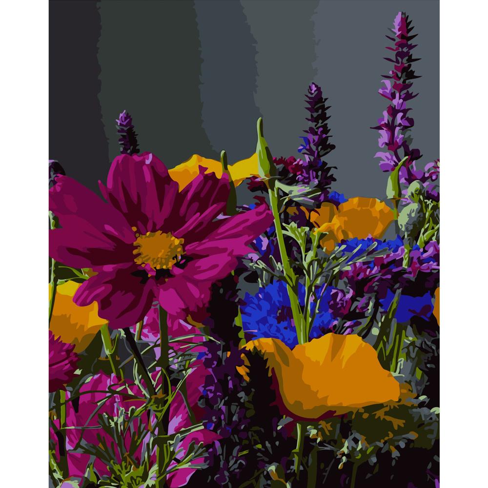 Картина за номерами Strateg Преміум Букет на сірому фоні 40x50 см (GS298)