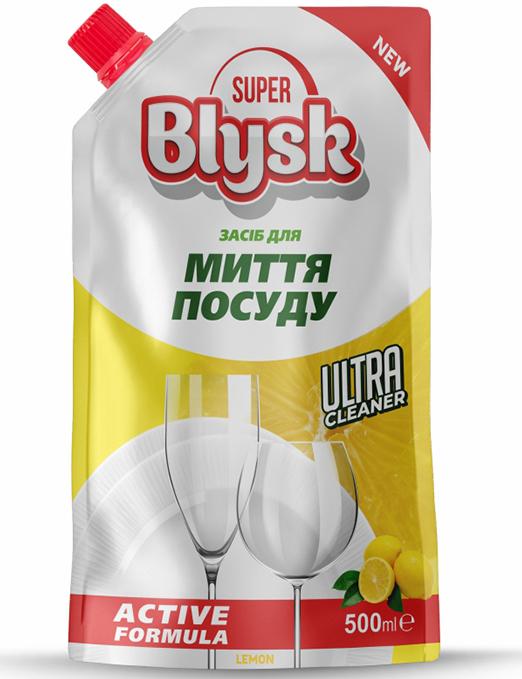 Средство для мытья посуды SUPER Blysk Lemon дой-пак 500 мл (18270)