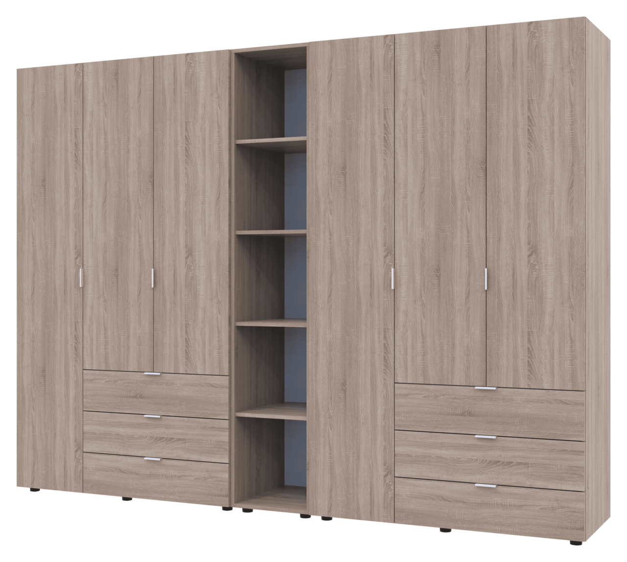 Шкаф для спальни Doros Гелар с этажеркой 3 с 3 ДСП 270,6х49,5х203,4 см Дуб Сонома (42005052)