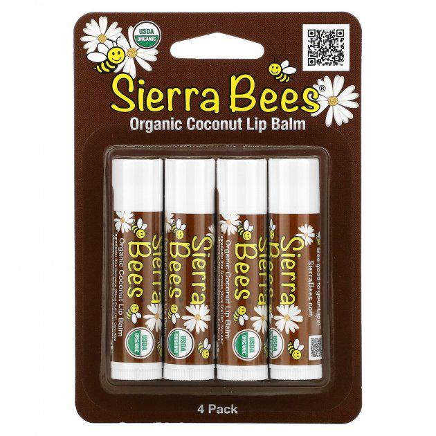 Бальзам для губ Sierra Bees органичний Кокос 4,25 гх4 шт.